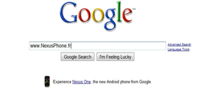 Le NEXUS One fait sa promotion en Home de Google Search