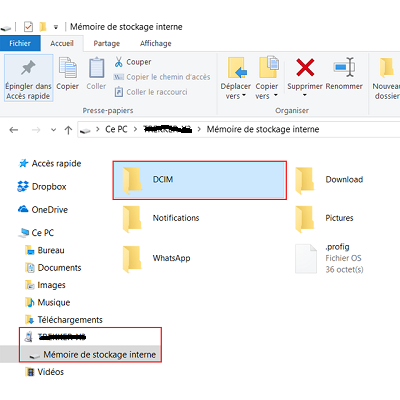 dossier DCIM smartphone ordinateur