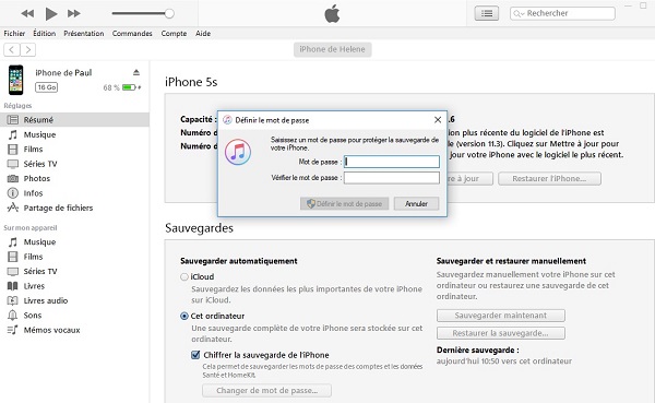 comment sauvegarder iphone itunes